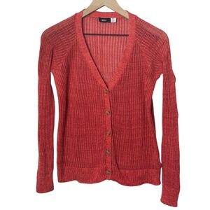 BDG Red Cotton‎ Knit V Neck Button Down Long Sleeve Cardigan Layering Cottage